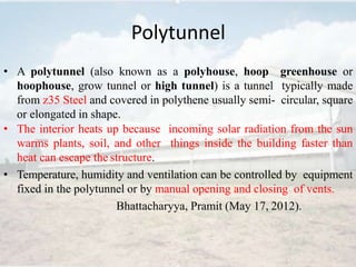 Greenhouse types & its components
