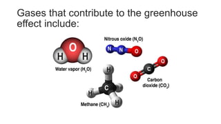Gases that contribute to the greenhouse
effect include:
 