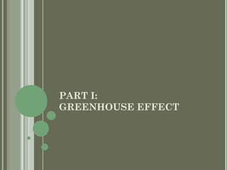 PART I:
GREENHOUSE EFFECT
 
