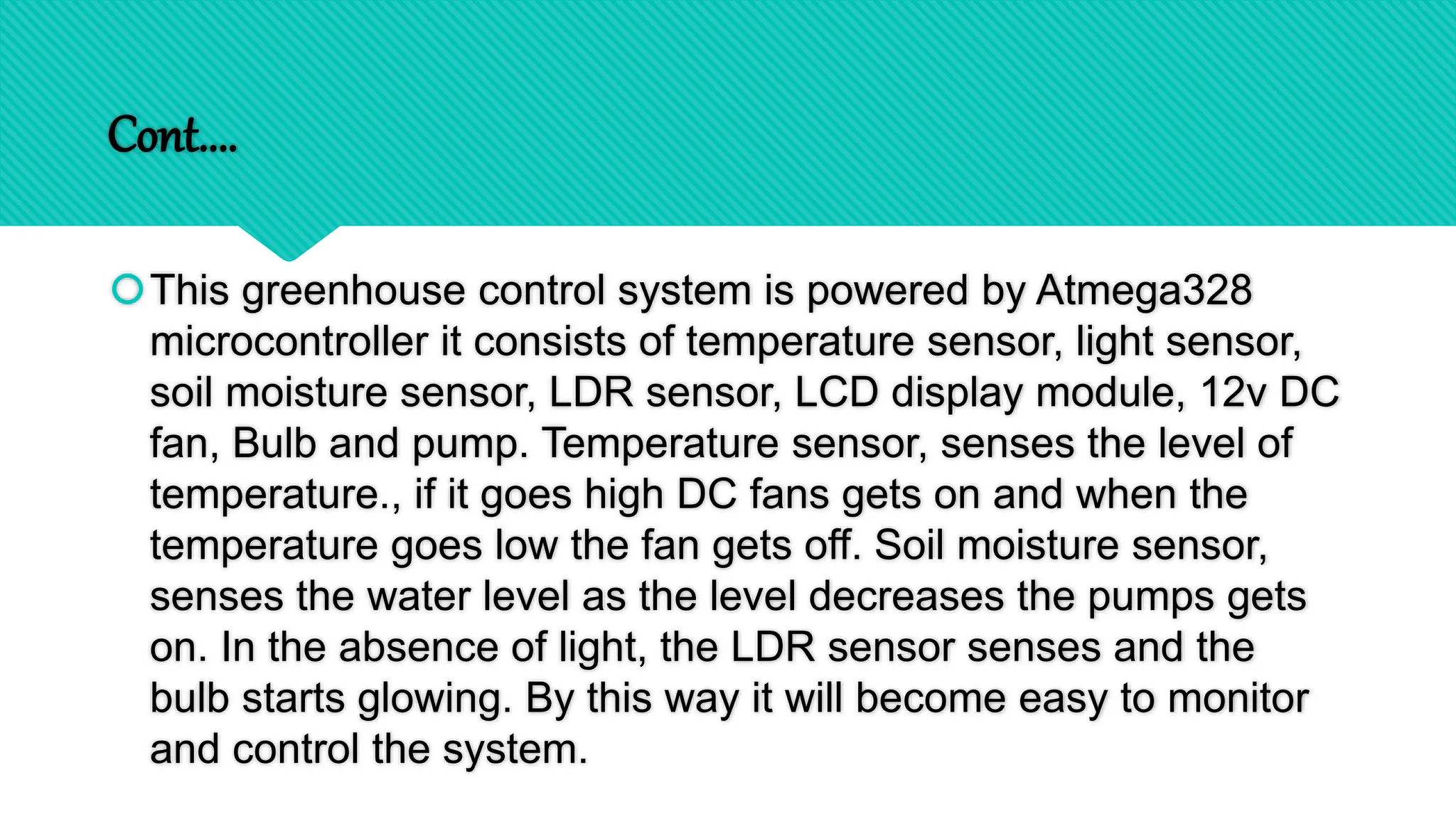 Green House Monitoring and Control System Using IoT | PPTX
