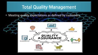 • Meeting quality expectations as defined by customers
Total Quality Management
 