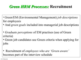 green human resource management and employee green performance | PPT