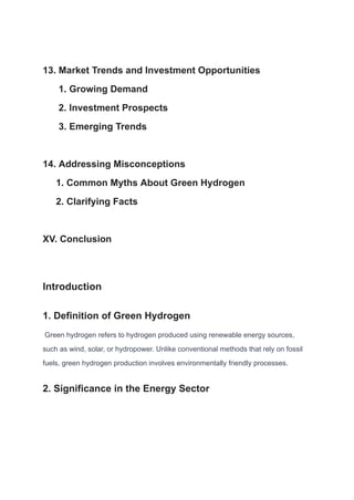 Green Hydrogen Production Powering a Sustainable Future | PDF