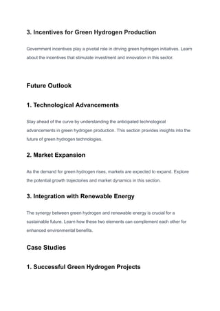 Green Hydrogen Production Powering a Sustainable Future | PDF