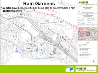 Rain Gardens
 50 sites have been identified as being able to accommodate a rain
garden treatment.

 