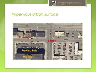 Atlantic States Legal Foundation, Inc.
                              07.25.2012




Impervious Urban Surface




   Sidewalks
                    Streets


     Parking Lots

     Rooftops
 