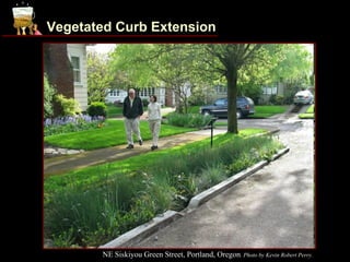 Vegetated Curb Extension




       NE Siskiyou Green Street, Portland, Oregon. Photo by Kevin Robert Perry.
 