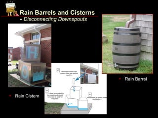 Rain Barrels and Cisterns
      - Disconnecting Downspouts




                                      Rain Barrel


   Rain Cistern
 