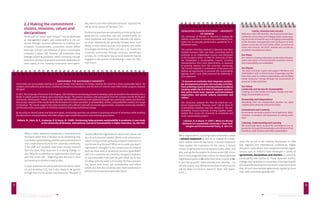 STRATEGIES FOR INITIATING TRANSFORMATION GREENING UNIVERSITIES TOOLKIT 
15 
2.2 Making the commitment – 
visions, missions, values and 
declarations 
Terms such as “vision” and “mission” may be dismissed 
as management jargon, and sustainability is not ad-vanced 
through uncritical adherence to textbook pre-scriptions. 
Fundamentally, universities should define 
their own concept and definition of what a sustainable 
university is about [36]. However, all universities have 
strategic planning processes, which commonly include 
some kind of vision of what the university leadership (in 
most cases), or the university community more gener-ally, 
want to see their institution become. Typically this 
will be some version of “the best” [37]. 
Envisioning exercises are sometimes conducted by local 
governments, universities still rely predominantly on 
more traditional and hierarchical methods [19] where-by 
vision statements are generally handed down from 
above. A more robust process, and certainly one which 
encourages ownership of the outcome, is to involve the 
university community through seminars, workshops, 
surveys, etc. in the same way as local residents may be 
engaged in the process of developing a vision for their 
city’s future. 
ENVISIONING THE SUSTAINABLE UNIVERSITY 
Universities are increasingly aspiring to be both models and catalysts of change, leading the world to a more sustainable future. Yet 
complex and ineffective governance, traditional disciplinary boundaries, and the lack of a shared vision often hinder progress towards 
this goal. 
In 2007, the University of Vermont in Burlington, USA initiated an envisioning process to develop a plan to transform the university into a 
leader in whole systems thinking and sustainable design. The process involved 1,500 participants from the campus and the Burlington 
community. Participants’ visions of a sustainable and desirable university were gathered through two community events and three on-line 
surveys. Analysis of the results led to the formation of a vision narrative, a sustainability charter, and guided the creation of a range 
of initiatives. The results suggest that when provided with sufficient and well-structured opportunities, university community members 
will become active participants in initiatives aimed at fostering institutional change. 
By focusing on shared values and long-term goals, envisioning exercises can achieve a surprising amount of consensus while avoiding 
the divisiveness and polarization that often plague open-ended discussions and university governance. 
Pollock, N., Horn, N, E., Costanza, R. & Sayre, M. (2009). Envisioning helps promote sustainability in academia: A case study 
at the University of Vermont. International Journal of Sustainability in Higher Education, 10, 343-353. 
While a vision statement represents a commitment to 
the future rather than a decision to do something now, 
it provides a good starting point for policy development 
and a motivational focus for the university community, 
if the staff and students have been actively involved 
from the start. They must own it. A strong strategic vi-sion 
helps focus attention on opportunities which sup-port 
that vision [38] – beginning with the end in mind 
and working to achieve it step by step. 
A vision statement should by definition be future orient-ed 
and ambitious [22], but it also needs to be specific 
enough that it is not simply a promise to be “the best”. It 
should reflect the organisation’s values and culture, and 
also its activities and context. Where is the university lo-cated? 
Is it big or small, primarily a research institution or 
mainly teaching focused? What are its particular teach-ing/ 
research strengths? Is the campus part of a heavily 
built-up urban area, or spread out across a “greenfields” 
site? Is it a centuries old university, steeped in tradition, 
or was it founded in the past decade? What are its rela-tionships 
with the wider community? All these present-day 
issues (and more) can contextualise and inform 
where and how the university sees itself positioned in 
terms of an envisioned sustainable future. 
16 
DEVELOPING A VISION STATEMENT – UNIVERSITY 
OF MARIBOR 
The University of Maribor in Slovenia is leading the 
nation’s universities in introducing sustainability prin-ciples 
into its everyday performance, guided by its in-stitutional 
vision. 
The number of tertiary students in Slovenia more than 
doubled between 1995 and 2005, coinciding with its 
evolution as an independent country and admission 
to the European Union. In 2006 the University of Mari-bor 
established a Sustainability Council, including 
representatives from most departments, in response 
to growing interest from the university community. 
The Council adopted a combination of top-down and 
bottom-up approaches to promote the sustainability 
agenda, and in June 2006 proposed the following vi-sion 
statement: 
“To become an institution that integrates sustaina-ble 
development principles into everyday activities, 
from achieving research and educational excellence 
(ranking within the first third of European universi-ties) 
and to foster local, regional, and international 
cooperation, and spread cultural awareness and 
values.” 
The University adopted the Plan-Do-Check-Act con-tinual 
improvement “Deming cycle” [39] to drive its 
sustainability initiatives (see also Section 3). The Sus-tainability 
Council continues to bring together stake-holders 
from across the University to coordinate and 
foster sustainability projects. 
Lukman, R. & Glavič, P. (2007). What are the key 
elements of a sustainable university? Clean Tech-nologies 
and Environmental Policy, 9: 103-114. 
Many organisations, including many universities, adopt 
a mission statement as well as (or instead of) a state-ment 
of their vision for the future. A mission statement 
helps explain the motivation for the vision; it should 
answer (in general terms) the questions who, what, and 
why, and lay the foundation for future action [36]. A mis-sion 
is more pragmatic than a vision. It is about what the 
organisation plans to do rather than what it wants to be. 
It uses “doing words” (lead, educate, plan, develop…) to 
identify actions, and defines those areas in which action 
will be taken (curriculum, research, fabric and opera-tions...). 
VISION, MISSION AND VALUES 
With more than 300 member, the Environmental Asso-ciation 
for Universities and Colleges (EAUC) www.eauc. 
org.uk strives to lead the way in bringing sustainability 
to the business management and curriculum of insti-tutions 
across the UK and further afield. As well as its 
vision and mission, the EAUC website sets out the As-sociation’s 
foundational values: 
Our Vision 
Our vision is a tertiary education sector where the prin-ciples 
and values of environmental, economic and so-cial 
sustainability are embedded 
Our Mission 
The EAUC will lead, inspire and support Members and 
stakeholders with a shared vision, knowledge and the 
tools they need to embed sustainability and facilitate 
whole institution change through the involvement of 
everyone in the institution. 
Our Values 
Leadership and Service for Sustainability 
Leading, as a role model, we inspire change and chal-lenge 
unsustainable practice 
Partnership and Independence 
Benefiting from our independent position we value 
collaborative networks and partnerships 
Commitment and Creativity 
As one team, we bring a potent mix of optimism, deter-mination, 
innovation and dynamism to solving prob-lems 
Listening, Understanding and Learning 
We continually learn, account for and improve our or-ganisation 
through the knowledge and initiative of our 
members, staff, trustees and other stakeholders 
Since the launch of the Talloires Declaration in 1990 
[20], regional and international conferences, higher 
education associations and intergovernmental organi-sations 
such as UNESCO have developed a variety of 
agreements, declarations and charters on university 
sustainability (See Section 5). These represent another 
strategic tool available to universities choosing the path 
of sustainable development. As at 2011 there were more 
than 30 such international agreements, signed by more 
than 1400 universities globally [40]. 
 