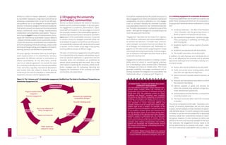 Figure 2.1: The “virtuous cycle” of stakeholder engagement. Modified from The Guide to Practitioners’ Perspectives on 
Stakeholder Engagement [42] 
Framework for establishing 
sustainability dialogue 
Focus for initiating action 
Program implementation 
Buy-in and influence of 
senior management 
Support and resources 
STRATEGIES FOR INITIATING TRANSFORMATION GREENING UNIVERSITIES TOOLKIT 
17 
Similar to a vision or mission statement, a sustainabil-ity 
declaration represents a high level commitment to 
achieving a sustainable future; as such it can offer gen-eral 
guidance, but is not designed to provide specific 
direction. Institutions pledge to implement broadly de-fined 
actions around core issues such as environmental 
literacy, institutional culture change, interdisciplinary 
collaboration and stakeholder participation. These ac-tions 
may be staged for ease of implementation, for ex-ample 
the International Sustainable Campus Network 
– Global University Leaders Forum Sustainable Campus 
Charter [41] structures commitments into a nested hier-archy 
encompassing individual buildings, campus-wide 
planning and target setting, and integration of research, 
teaching, outreach and facilities for sustainability. 
Of course signing a declaration does not of itself guar-antee 
implementation of its commitments. Voluntary 
agreements by definition provide no mechanisms to 
enforce accountability. On the other hand, commit-ment 
to an external agreement can provide the basis 
for a university to develop its own internal sustainability 
vision and policy. Arguably, international declarations 
and charters have also helped to shape the growing 
consensus on the role of universities in sustainable de-velopment, 
and even national legislation [40]. 
2.3 Engaging the university 
(and wider) communities 
Section 2.2 above introduced the notion of top-down, 
bottom-up and combined strategies. In all cases, genu-ine 
engagement of academics, administrative / opera-tional 
staff and students in the early stages is crucial to 
the successful initiation of the sustainability agenda. In-deed 
the organised participation of students and staff in 
every aspect of the sustainability transition is essential 
to success. Hence the strategies presented below can 
be employed to support and reinforce any of the practi-cal 
sustainability initiatives and interventions discussed 
in Section 3 of this Toolkit at any stage of the journey, 
involving different people at different stages. 
The topic of community engagement and participation 
is an important focus for research and teaching, and an 
issue for practical application in governance and the 
corporate sector, but universities can sometimes be 
reticent about practicing what they teach. But as with 
other aspects of greening the university, tested and ef-fective 
strategies exist for motivating, informing and 
engaging the involvement of the university and wider 
communities, discussed below. 
STAKEHOLDER 
ENGAGEMENT 
INTERNAL 
COMMITMENT 
VALUE 
CREATION 
EXTERNAL 
CREDIBILITY 
Public awareness 
catalyst for change 
integration 
Renewed engagement 
18 
2.3.1 Initiating engagement for sustainable development 
The primary stakeholders are the staff and students, but 
within these constituencies there are of course particu-lar 
groups and individuals whose involvement is critical 
[43]: 
University leadership – the office of the President 
/ Vice Chancellor and the governing Council or 
Board, academic and operational executives; 
Key operational departments – facilities manage-ment, 
purchasing, IT, marketing and media, stu-dent 
housing, etc.; 
Academic experts in various aspects of sustain-ability; 
Academic and operational staff associations; 
The student association and student clubs. 
In addition, the web of groups and individuals who af-fect, 
or are affected by the university and its activities 
[30] extends well beyond the immediate university com-munity 
to include: 
Alumni, who may be scattered across the world; 
Public and private sector funding bodies, which 
have their own agendas and objectives; 
Government and corporate research partners, as 
above; 
National and international associations to which 
the university may belong; 
External suppliers of goods and services, for 
whom the university may represent a major eco-nomic 
development opportunity; 
School students and their families, as prospective 
university students; and 
The local community within which the university 
is situated. 
The precise composition of the wider “secondary com-munity” 
of university stakeholders will vary from place 
to place, and will certainly include members not specifi-cally 
identified above. It is worth noting too that usually 
it is better to cast the net more widely than is absolutely 
necessary rather than inadvertently exclude an impor-tant 
group. However, it is also necessary to define and 
adhere to the time and resources available for the task. 
How extensive the engagement process needs to be 
will be determined by its purpose and scope – initia-tion 
of an institutional sustainability vision or policy, or 
It should be emphasised that the present discussion is 
about engagement to inform and promote institutional 
sustainability, not what is referred to as “civic engage-ment” 
or “outreach” whereby the university is promot-ing 
sustainability beyond its own institutional bounda-ries. 
The latter interpretation is outside the scope of this 
toolkit – although the strategies for accomplishing it are 
much the same as for the former. 
“Engagement” describes the full scope of an organisa-tion’s 
efforts to understand and involve stakeholders in 
its activities and decisions. It includes basic communi-cation 
strategies consultation exercises and deeper lev-els 
of dialogue and collaboration [42]. Stakeholder en-gagement 
in the wider world is progressing from simple 
informing to discussing to partnering. A similar progres-sion 
is necessary in the higher education sector to drive 
sustainable development. 
Engagement of staff and students in creating a sustain-ability 
vision or mission or around signing a declara-tion 
or developing a policy provides both a framework 
for dialogue and a focus to initiate action. This in turn 
generates credibility, encourages commitment and ul-timately 
facilitates the integration of sustainability into 
institutional culture – a “virtuous cycle” (Figure 2.1). 
INTERNATIONAL CAMPUS NETWORK DISCUSSES 
COMMUNITY ENGAGEMENT 
The International Sustainable Campus Network Sym-posium 
Better Campus, Better City: Learning for a 
Sustainable Future took place in Shanghai during the 
World Expo 2010. The conference session on “Green 
buildings and beyond” prompted some insightful 
discussion on the effective integration of sustainable 
buildings, technologies and design elements on cam-puses. 
First and foremost, stakeholder engagement 
was identified as critical. Frequently difficult and 
complex choices must be made which impact stake-holders 
right across a campus. For example, at the 
National University of Singapore, a decision was made 
to air-condition common spaces and classrooms but 
not the dormitory rooms. As an energy saving meas-ure, 
the benefits of this decision were clear; however, 
students needed to understand why the choice was 
made. Sometimes the impacts of campus develop-ment 
spread well beyond the physical boundaries. For 
example when campus transportation and mobility 
options are developed, the neighbourhoods around 
the campus will be affected, necessitating honest dia-logue 
with local residents. 
ISCN (2010). “Better Campus, Better City: Learning 
for a Sustainable Future”, International Sustainable 
Campus Network Symposium, Shanghai, July 27-28. 
 