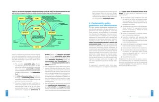 STRATEGIES FOR INITIATING TRANSFORMATION GREENING UNIVERSITIES TOOLKIT 
25 
Figure 3.2: The university sustainability continual improvement cycle [45-49, 56-58]. The red spiral represents the main 
plan-do-check-act sequence, the blue arcs indicate secondary feedback loops and information inputs. 
Figure 3.2 maps the structure of the continual improve-ment 
cycle, synthesised from a variety of sources [45-49, 
56-58] and including a set of management programs 
(ISO 14001 terminology) or action plans specific to this 
toolkit. In summary: 
The university’s sustainability policy (Section 
3.1) drives the cycle. Also discussed in this Sec-tion 
are the structures necessary to ensure deliv-ery: 
a cross-campus sustainability committee 
and the dedicated personnel assigned the task of 
managing implementation – the sustainability 
team. 
An initial environmental review ((ISO 14001 ter-minology) 
or sustainability review determines 
the baseline conditions and enables issues to be 
prioritised for action (Section 3.2). 
The policy (“where do we want to be?”) and the 
initial review (“where are we now?”) informs the 
planning phase (“how do we get from where 
we are to where we want to be?”). This includes 
identification of appropriate performance in-dicators 
(Section 3.3), objectives and targets 
(Section 3.4) and sustainability action plans 
(Section 3.5). Planning as per ISO14001 also in-cludes 
awareness and training (Section 3.6), 
communications and documentation (Sec-tion 
3.7) and emergency preparedness and re-sponse 
(Section 3.8). 
The implementation phase refers to the “doing” 
element of the plan-do-check-act cycle. This en-tails 
carrying out the context-specific action plans 
prepared during the previous phase of the cycle, 
and also taking advantage of any unforeseen op-portunities 
which may have emerged [58] since 
the original plans were prepared. In addition, de-fects 
in existing plans can be identified in imple-mentation, 
and this information fed back into the 
planning process. 
The checking phase represents the closing of the 
loop: monitoring and measurement of pro-gress, 
internal audits and management review 
(Section 3.9) enables rejuvenation of the entire 
cycle. Outcomes from benchmarking against best 
26 
practice and any planned actions which have not 
been achieved inform the next round of plan-ning; 
the policy is re-assessed for relevance and 
currency; and the progress to date is document-ed 
in the university’s sustainability report. 
3.1 Sustainability policy, 
governance and administration 
ISO 14001 specifies environmental management sys-tem 
elements applicable to all types and sizes of or-ganisations 
under diverse geographical, cultural and 
social conditions. Success depends on commitment 
from all levels of the organisation. There must be dem-onstrated 
dedication to establishing and assessing the 
effectiveness of environmental policy, objectives and 
procedures, and to achieving conformance and dem-onstrating 
it to others. Thus the aim of ISO 14001 is to 
support environmental protection in balance with 
socio-economic needs. It should be emphasised that 
ISO 14001 does not establish absolute requirements for 
environmental performance beyond commitment to 
compliance with applicable legislation and regulations 
and to continual improvement. ISO 14001 also does not 
address the broader social, economic or cultural issues 
pertinent to a holistic approach to university sustain-ability; 
these aspects, however, may be incorporated 
into the relevant sections of the EMS Standard (policy, 
objectives and targets, action plans, training, etc.) with 
only minor adjustments required to facilitate imple-mentation. 
An organisation’s sustainability policy is the essen-tial 
tool for setting short- and long-term sustainability 
goals against which all subsequent actions will be 
judged. ISO 14001 requires an organisation’s environ-mental 
policy to: 
Be developed by top management and cover 
the scope of the EMS (in the university context, 
“top management” refers to the President / Vice- 
Chancellor and those senior executives who re-port 
directly to him/her); 
Be appropriate to the nature, scale and environ-mental 
impacts of the organisation’s activities, 
products and services (i.e. linked to the overall 
mission of the university); 
Include a commitment to continual improve-ment 
and prevention of pollution; 
Commit to compliance with applicable legal 
requirements and with other requirements to 
which the organisation subscribes which relate 
to its environmental aspects; 
Provide the framework for setting and reviewing 
environmental objectives and targets; 
Be documented, implemented and maintained; 
Be communicated to all persons working for or 
on behalf of the organisation (which includes 
contractors, temporary staff, etc. – and in the 
case of universities, students); 
Be available to the public. 
Adaptation of the above points to address a universi-ty’s 
sustainability policy (i.e. to explicitly include social, 
economic and cultural elements) will not substantially 
change the structure of the policy statement, although 
it will obviously affect the content. 
 