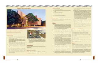 CASE STUDY: AUSTRALIA 
GLOBAL EXEMPLARS GREENING UNIVERSITIES TOOLKIT 
67 
Tyree Energy Technologies Building (TETB), 
University Of New South Wales (UNSW) 
General Description: 
The University of New South Wales (UNSW) each year 
educates more than 50,000 students from over 120 
countries in eight faculties 
The Tyree Energy Technologies Building (TETB) is lo-cated 
on the university’s main campus on a 38-hec-tare 
site in Kensington 
The six storey building of the TETB, which is used 
largely by the Faculty of Engineering, features teach-ing 
and learning spaces, workshops and display spac-es, 
research spaces including wet and dry labs and a 
cafe 
The TETB’s laboratories will support the ongoing re-search 
of UNSW researchers in world record-breaking 
solar photovoltaic technologies, sustainable clean 
fuels, smart grids, energy storage, energy economics 
and policy analysis 
The TETB is also an educational hub for 
undergraduate and postgraduate students, providing 
an optimal learning environment for expert engineers 
and analysts. 
Target beneficiaries: 
Community largely at university and regional level, but also 
at global level. 
UNEP thematic priority area: 
Climate change; Resource efficiency (sustainable 
consumption and production). 
68 
Project/Innovation area: 
Research & Development 
Greening of University infrastructure/facilities/opera-tions 
Community collaboration 
University management 
Student participation/engagement 
Identified issues: 
Indoor environmental quality; energy consumption; water 
conservation; and carbon emission 
Outcomes: 
Environmental Management – The head Contractor, 
Brookfield Multiplex, is ISO 14001 certified ensuring 
that sound environmental practices are involved in 
all decision making processes associated with the 
design and construction of the building 
Waste Management – The construction waste man-agement 
plan and agreements with waste contrac-tors 
ensured over 80% of the construction waste 
being recycled or re-used. 
Indoor Environment Quality – Furniture and finishes 
have been carefully selected to reduce off-gassing 
of Volatile Organic Compounds and Formaldehyde, 
and improve air quality. 
Tri-generation – A tri-generation plant is installed not 
only to service the TETB but also to export both elec-tricity 
and chilled water to surrounding buildings. 
This ensures that the tri-generation system operates 
for longer hours and maximises the benefit of the re-duced 
carbon emissions provided by this method of 
power and chilled water production. 
Energy Efficiency – Air conditioning load is reduced 
by linking the air conditioning controls to motion 
sensors and carbon dioxide sensors in all spaces. An 
underground labyrinth and borewater is also used to 
pre-cool/warm incoming outside air. 
Energy Production – In addition to the tri-generation 
system it is also furnished with 1,000sqm of photo-voltaic 
panels which will produce up to 150KW of 
electrical energy. 
Water re-use – An existing bore feeds into a storage 
tank which also collects rainwater from the roof. 
This systems feeds into the campus borewater sys-tem 
which is then treated and returned to buildings 
as non-potable water. This is used in TETB for toilet 
flushing, laboratory water and makeup to the evapo-rative 
cooling systems. Fire system testing water and 
run-off from hardstand area is also returned to the 
aquifer through the percolation chamber. 
Water efficiency – Water efficient fixtures are used 
throughout the building, including waterless urinals. 
The cooling of the tri-generation system is provided 
by a hybrid Muller 3C cooling tower which only uses 
water for evaporation when ambient conditions are 
extreme and loads are high. This is fed by non-pota-ble, 
treated borewater and rainwater. 
Evidence / Assessment / Rating: 
‘6 Star Green Star Design’ rating (World Leadership) for an 
Education facility by the Green Building Council of Australia. 
Size of implementation: Approx. 15,000 sqm facility 
Cost of implementation (US $): Approx. $81.6 million 
Year of implementation (construction): February 2010 – 
February 2012 
Funding partners: 
Education Investment Fund Initiative of the Australian Gov-ernment 
($75 million), 
Sir William Tyree, who donated $1 million and pledged a 
further bequest of $10 million 
Source: 
UNIVERSITY OF NEW SOUTH WALES. n.d. Key Projects: Tyree 
Energy Technologies Building [Online]. Available: http:// 
www.keyprojects.unsw.edu.au/project/tyree-energy-tech-nologies- 
building [Accessed 18 March 2012]. 
UNITED NATIONS ENVIRONMENT PROGRAMME (UNEP) 
2011. Innovations and Best Practices on Education for Sus-tainable 
Development and Sustainability in Universities – 
Success Stories from Around the World. 
 