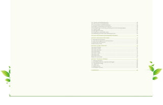 CCoonntteennttss 
THE DESIGN AND DEVELOPMENT OF THIS TOOLKIT 
introduction 
SECTION 1: UNIVERSITIES AND SUSTAINABILITY: DEFINITIONS, ISSUES, RISKS AND CHALLENGES 14 
1.1 What do we mean by “sustainability”?.......................................................................................................14 
1.2 Sustainability and sustainable development...........................................................................................15 
1.3 The four capitals and the four bottom lines..............................................................................................15 
1.4 What does a “sustainable university” look like?.......................................................................................16 
1.5 Sustainability issues, risks and associated challenges in universities.................................................18 
1.5.1 Environmental..............................................................................................................................................18 
1.5.2 Economic.......................................................................................................................................................19 
1.5.3 Socio-cultural...............................................................................................................................................20 
SECTION 2: STRATEGIES FOR INITIATING TRANSFORMATION..................................................22 
2.1 Where to begin?...............................................................................................................................................22 
2.2 Making the commitment – visions, missions, values and declarations...............................................24 
2.3 Engaging the university (and wider) communities..................................................................................26 
2.3.1 Initiating engagement for sustainable development...........................................................................27 
2.3.2 Levels and methods of engagement.......................................................................................................28 
SECTION 3. STRATEGIES FOR INITIATING TRANSFORMATION..................................................32 
3.1 Sustainability policy, governance and administration...........................................................................35 
3.1.1 The sustainability committee...................................................................................................................36 
3.1.2 The sustainability team..............................................................................................................................37 
3.2 Determining the baseline: initial environmental/sustainability reviews.............................................38 
3.3 Selecting and defining indicators................................................................................................................39 
3.4 Setting objectives and targets......................................................................................................................43 
3.5 Developing and implementing sustainability action plans...................................................................43 
3.5.1 Energy, Carbon and Climate Change.......................................................................................................44 
3.5.2 Water..............................................................................................................................................................46 
3.5.3 Waste..............................................................................................................................................................47 
3.5.4 Biodiversity and ecosystem services.......................................................................................................49 
3.5.5 Planning, Design and Development........................................................................................................50 
3.5.6 Procurement.................................................................................................................................................51 
3.5.7 Green Office..................................................................................................................................................52 
3.5.8 Green Laboratories......................................................................................................................................52 
3.5.9 Green IT..........................................................................................................................................................54 
3.5.10 Transport.....................................................................................................................................................54 
3.6 Awareness and training.................................................................................................................................55 
THE DESIGN AND DEVELOPMENT OF THIS TOOLKIT 
introduction 
SECTION 1: UNIVERSITIES AND SUSTAINABILITY: DEFINITIONS, ISSUES, RISKS AND CHALLENGES 5 
1.1 What do we mean by “sustainability”?.........................................................................................................5 
1.2 Sustainability and sustainable development.............................................................................................6 
1.3 The four capitals and the four bottom lines................................................................................................6 
1.4 What does a “sustainable university” look like?.........................................................................................7 
1.5 Sustainability issues, risks and associated challenges in universities...................................................9 
1.5.1 Environmental................................................................................................................................................9 
1.5.2 Economic.......................................................................................................................................................10 
1.5.3 Socio-cultural...............................................................................................................................................11 
SECTION 2: STRATEGIES FOR INITIATING TRANSFORMATION..................................................13 
2.1 Where to begin?...............................................................................................................................................13 
2.2 Making the commitment – visions, missions, values and declarations...............................................15 
2.3 Engaging the university (and wider) communities..................................................................................17 
2.3.1 Initiating engagement for sustainable development...........................................................................18 
2.3.2 Levels and methods of engagement.......................................................................................................19 
SECTION 3. STRATEGIES FOR INITIATING TRANSFORMATION..................................................23 
3.1 Sustainability policy, governance and administration...........................................................................24 
3.1.1 The sustainability committee...................................................................................................................27 
3.1.2 The sustainability team..............................................................................................................................28 
3.2 Determining the baseline: initial environmental/sustainability reviews.............................................29 
3.3 Selecting and defining indicators................................................................................................................30 
3.4 Setting objectives and targets......................................................................................................................34 
3.5 Developing and implementing sustainability action plans...................................................................34 
3.5.1 Energy, Carbon and Climate Change.......................................................................................................35 
3.5.2 Water..............................................................................................................................................................37 
3.5.3 Waste..............................................................................................................................................................38 
3.5.4 Biodiversity and ecosystem services.......................................................................................................40 
3.5.5 Planning, Design and Development........................................................................................................41 
3.5.6 Procurement.................................................................................................................................................42 
3.6.1 Student and staff development................................................................................................................46 
3.6.2 The campus as living laboratory..............................................................................................................47 
3.7 Communications and documentation.......................................................................................................48 
3.8 Emergency preparedness and response...................................................................................................49 
3.9 Closing the loop: monitoring, evaluating and communicating progress............................................49 
3.9.1 Internal audit................................................................................................................................................49 
3.9.2 Management review....................................................................................................................................51 
3.9.3 Preparing a sustainability report..............................................................................................................51 
3.9.4 Marketing, promotion and celebrating success....................................................................................53 
SECTION 4: RECOGNISING AND REWARDING PROGRESS....................................................................... 55 
SECTION 5: RESOURCES FOR CHANGE......................................................................................... 57 
5.1 International associations............................................................................................................................57 
5.2. International agreements and declarations............................................................................................58 
5.3 Online tools and resources...........................................................................................................................59 
5.4 Books and journals.........................................................................................................................................62 
SECTION 6: GLOBAL EXEMPLARS............................................................................................................... 65 
Case Study: Australia............................................................................................................................................67 
Case Study: Canada..............................................................................................................................................69 
Case Study: Denmark...........................................................................................................................................71 
Case Study: Kenya.................................................................................................................................................73 
Case Study: Turkey................................................................................................................................................75 
Case Study: USA.....................................................................................................................................................77 
Case Study: China.................................................................................................................................................79 
Additional case studies:.......................................................................................................................................81 
SECTION 7: TECHNICAL APPENDIX............................................................................................................. 83 
7.1. Selecting indicators.......................................................................................................................................83 
7.2. Quantifying indicators, objectives and targets........................................................................................84 
7.2.1. Operational energy.....................................................................................................................................84 
7.2.2. Water use......................................................................................................................................................85 
7.2.3 Material flows...............................................................................................................................................85 
7.2.4 Ecosystem services......................................................................................................................................87 
8. REFERENCES.............................................................................................................................................89 
 