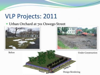 VLP Projects: 2011
 Urban Orchard at 701 Oswego Street




 Before                                         Under Construction




                                  Design Rendering
 