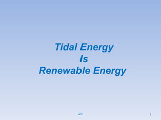BFC Tidal Energy Is Renewable Energy  