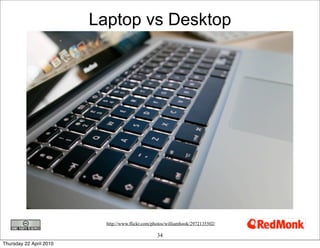 Laptop vs Desktop




                           http://www.flickr.com/photos/williamhook/2972135502/

                   ...