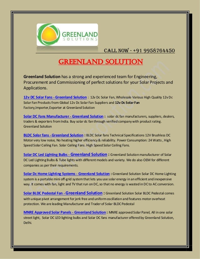 Greenland Solution Solar Bldc Pedestal Fan Mnre Approved