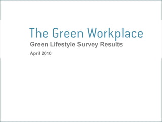 Green Lifestyle Survey Results April 2010 