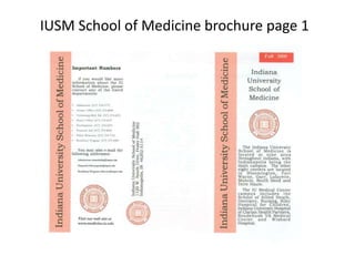 IUSM School of Medicine brochure page 1 
