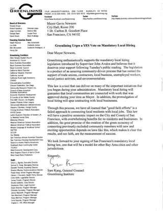Greenlining Letter Of Support To Mayor Newsom   Local Hiring