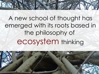 A new school of thought has emerged with its roots based in the philosophy of  ecosystem  thinking 
