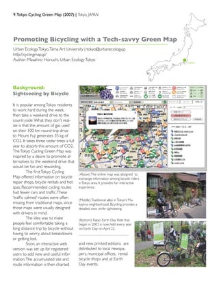 9. Tokyo Cycling Green Map (2007) | Tokyo, JAPAN




Promoting Bicycling with a Tech-savvy Green Map
Urban Ecology Tokyo, ...
