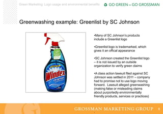Green Marketing: Logo usage and environmental benefits




Greenwashing example: Greenlist by SC Johnson

                ...