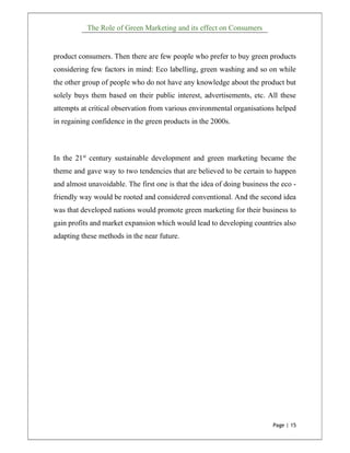The Role of Green Marketing and its effect on Consumers | PDF