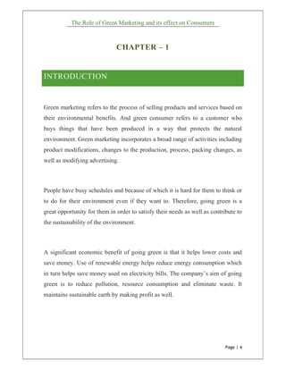 The Role of Green Marketing and its effect on Consumers | PDF