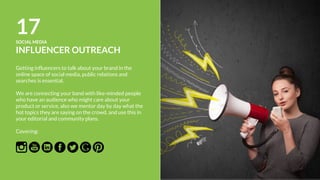 20ONLINE ADVERTISING
ORGANIC SEARCH MARKETING
Organic search engine marketing, or search engine
optimization (SEO), uses on-page and off-page
strategies to help search engines better understand the
relative importance of a website's pages. Our approach:
• Keyword Research
• Good Content
• Accessibility
• Health Check
• Build Links
Covering:
 