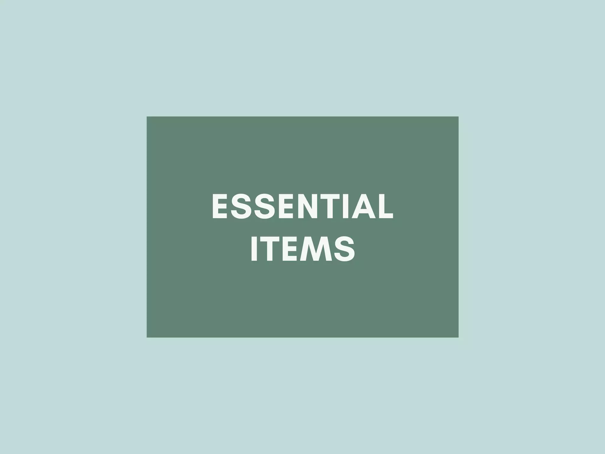 ESSENTIAL
ITEMS
 