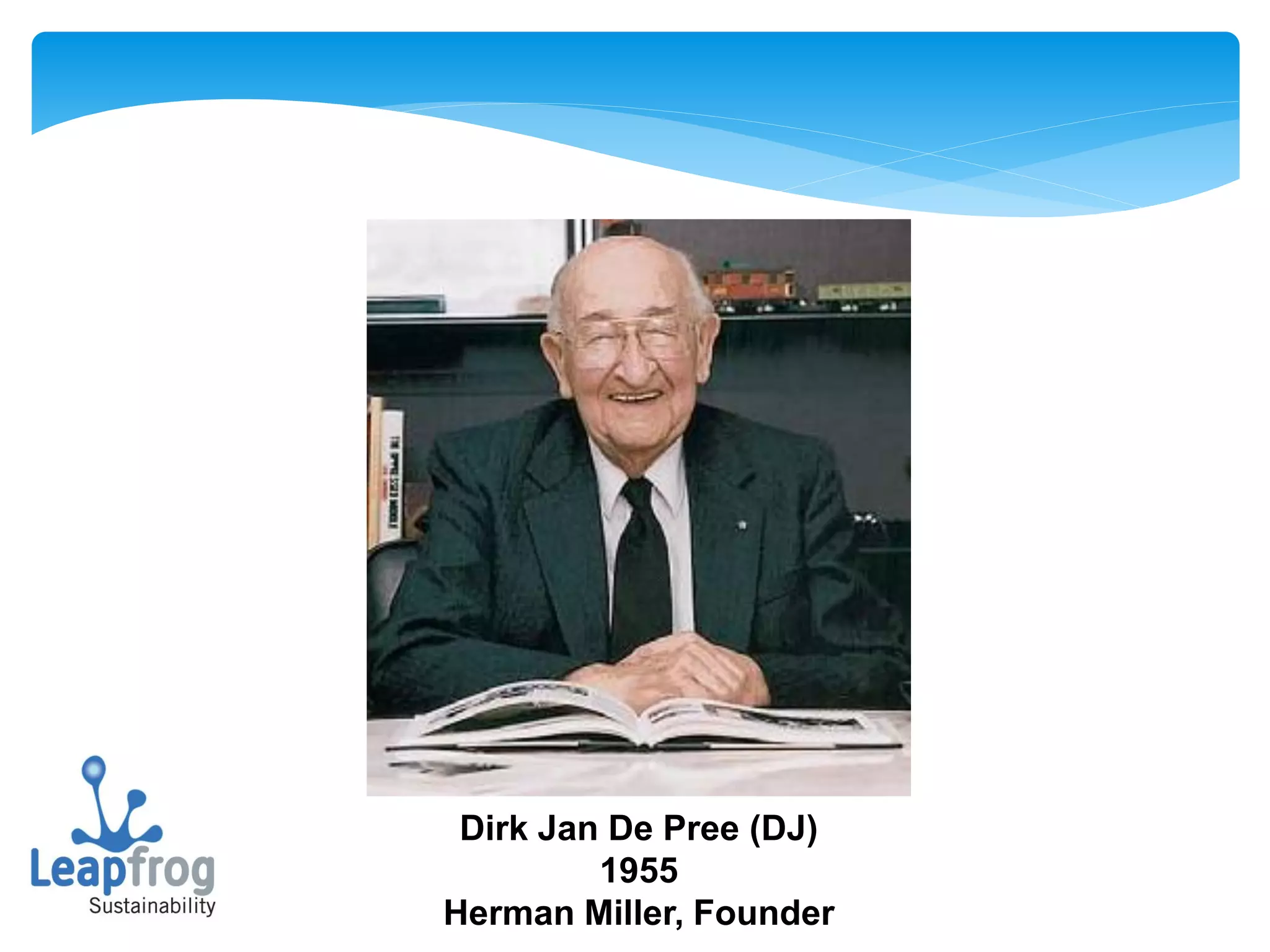 Dirk Jan De Pree (DJ)
         1955
Herman Miller, Founder
 