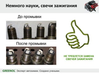 До промывки
После промывки
Немного науки, свечи зажигания
НЕ ТРЕБУЕТСЯ ЗАМЕНА
СВЕЧЕЙ ЗАЖИГАНИЯ
 
