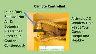 A simple AC
Window Unit
Keeps Your
Garden
Happy And
Healthy
Climate Controlled
Inline Fans
Remove Hot
Air &
Botanical
Fragrances
From Your
Garden
Continuously
 
