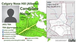 This work is considered Public Domain, all
information was found on the internet.
Calgary Heritage (Alberta)
48007
Calgary Heritage
Pop. 108,320 (2011)
Electors 79,349 (2015)
Boss Malu
(Democratic Advancement)
This work is considered Public Domain, all
information was found on the internet.
democraticadvancementparty.ca/2015-dapc-federal-candidates/
Image from Wikipedia
Map Image From Elections Canada elections.ca
 