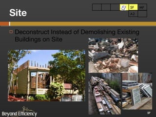 Site Deconstruct Instead of Demolishing Existing Buildings on Site SF MF SF MF A2 