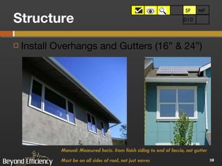 Structure Install Overhangs and Gutters (16” & 24”) SF SF MF D10 Manual: Measured horiz. from finish siding to end of fascia, not gutter Must be on all sides of roof, not just eaves 