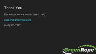 Thank You
Remember we are always here to help
support@greenrope.com
(442) 333-7577
 