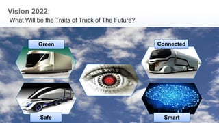 Vision 2022: 
What Will be the Traits of Truck of The Future? 
Green 
Safe 
Connected 
Smart 
 