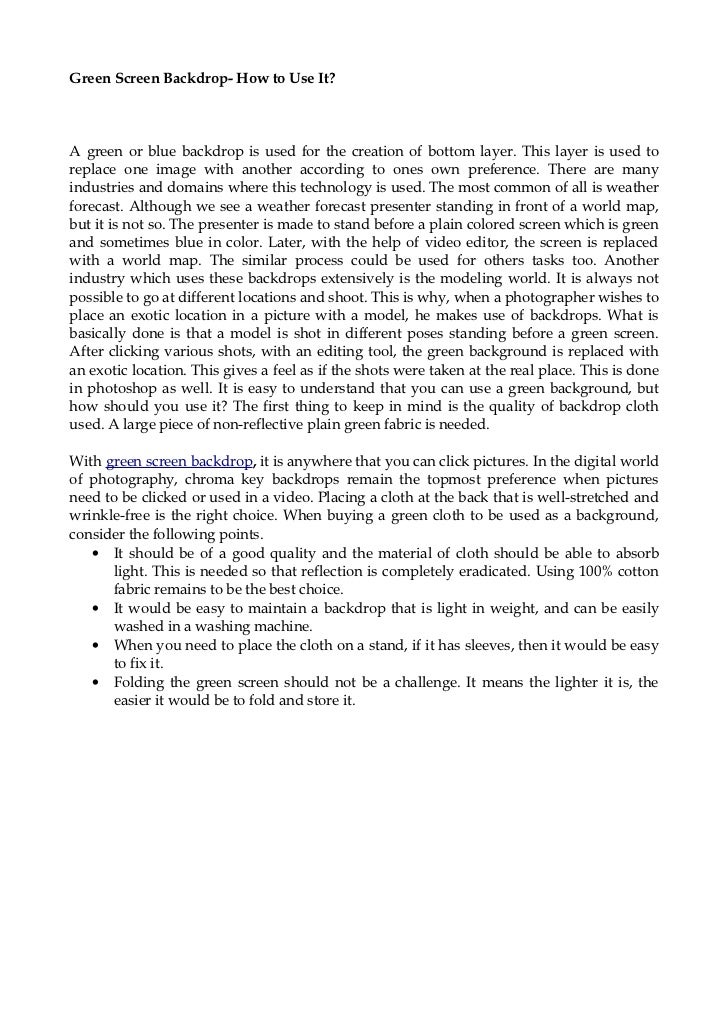 Green screen backdrop how to use it