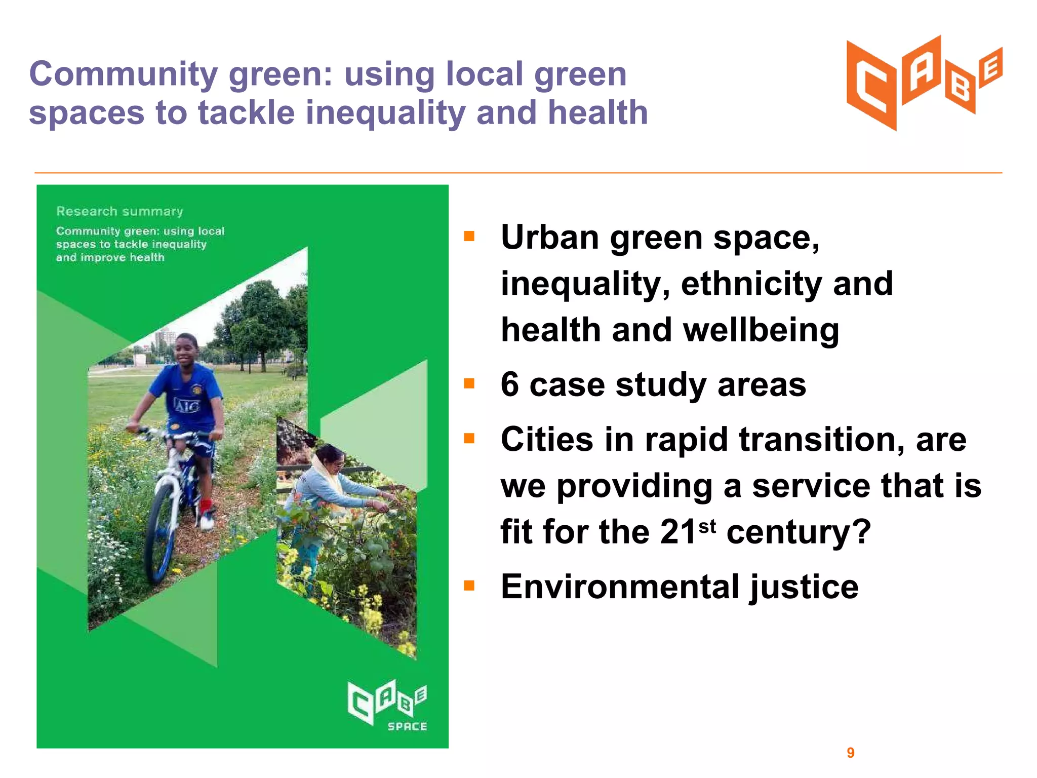 Understanding the state of England's urban green space and its impact ...