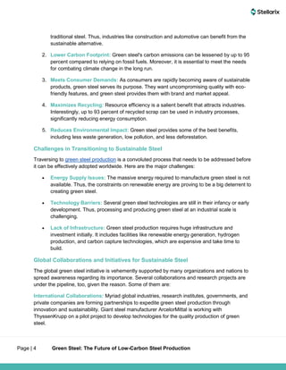 Green Steel The Future Of Low Carbon Steel Production Pdf