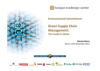 Environmental Commitment

Green Supply Chain
Management:
The model in detail
Gorane Ibarra
Derio, 15th November 2013

 