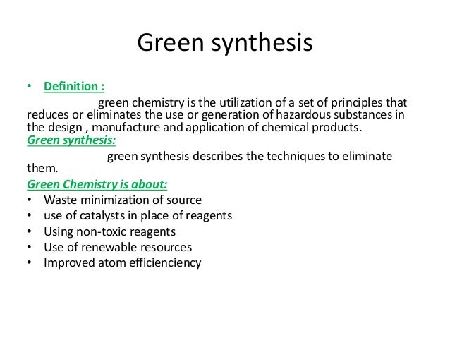 green synthesis synthesis definition chemistry