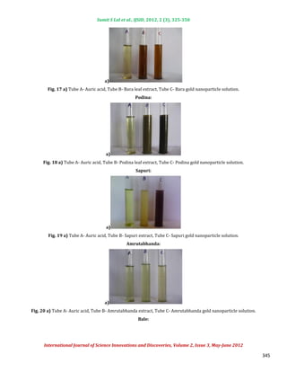 Green synthesis of gold nanoparticles using various extract of plants ...