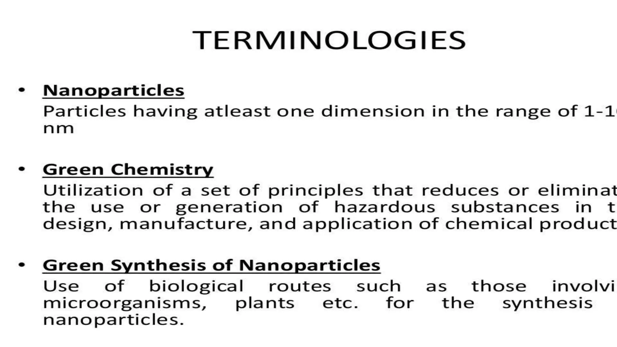 Green Synthesis of Nano Particles