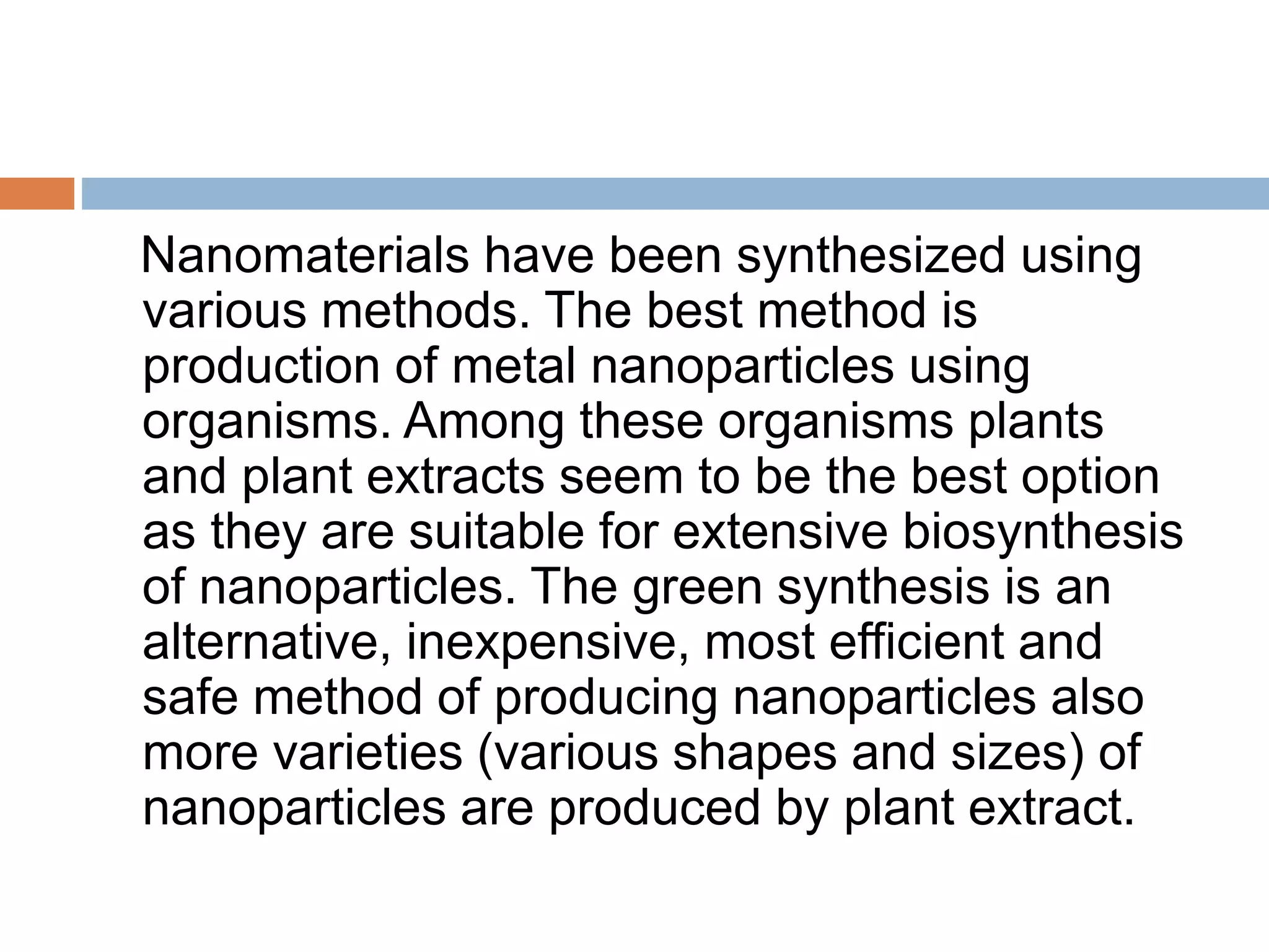 Green synthesis of nanoparticles brainware university | PPT