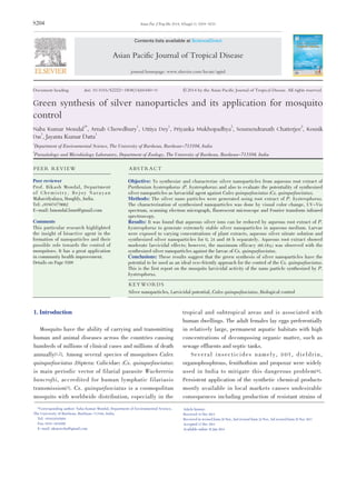 Green synthesis of silver nanoparticles and its application for ...