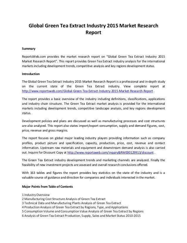 research report on tea industry