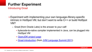 Further Experiment
         Introducing Graal


            Experiment with implementing your own language-/library-speci...